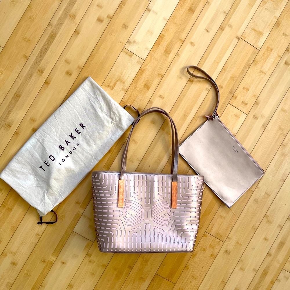 Beautiful Rose Gold Ted Baker tote & clutch